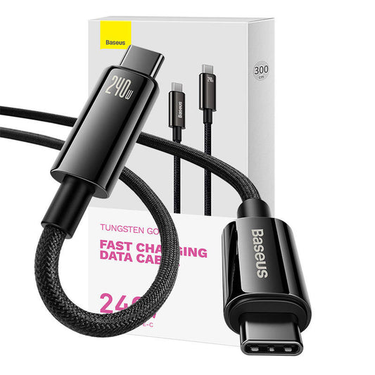 USB-C to USB-C cable Baseus Tungsten Gold 240W 3m (black) - Product Image 1