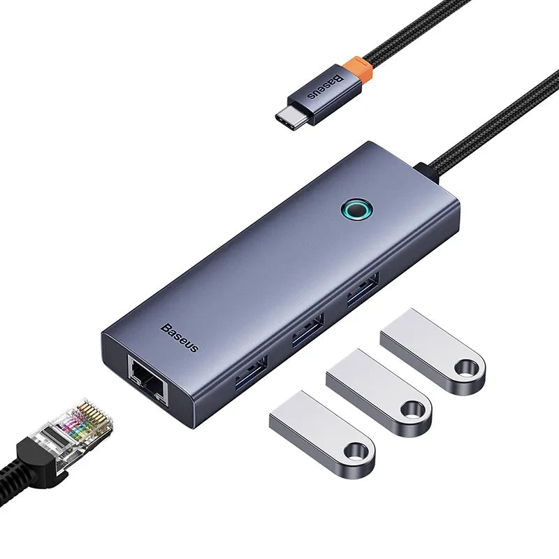 4in1 Hub Baseus  UltraJoy USB-C do 3x USB 3.0 + RJ45 (space grey) - Product Image 5