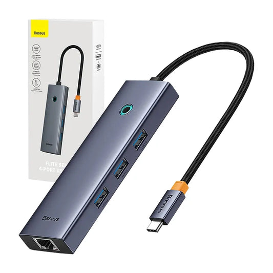 4in1 Hub Baseus  UltraJoy USB-C do 3x USB 3.0 + RJ45 (space grey) - Product Image 1