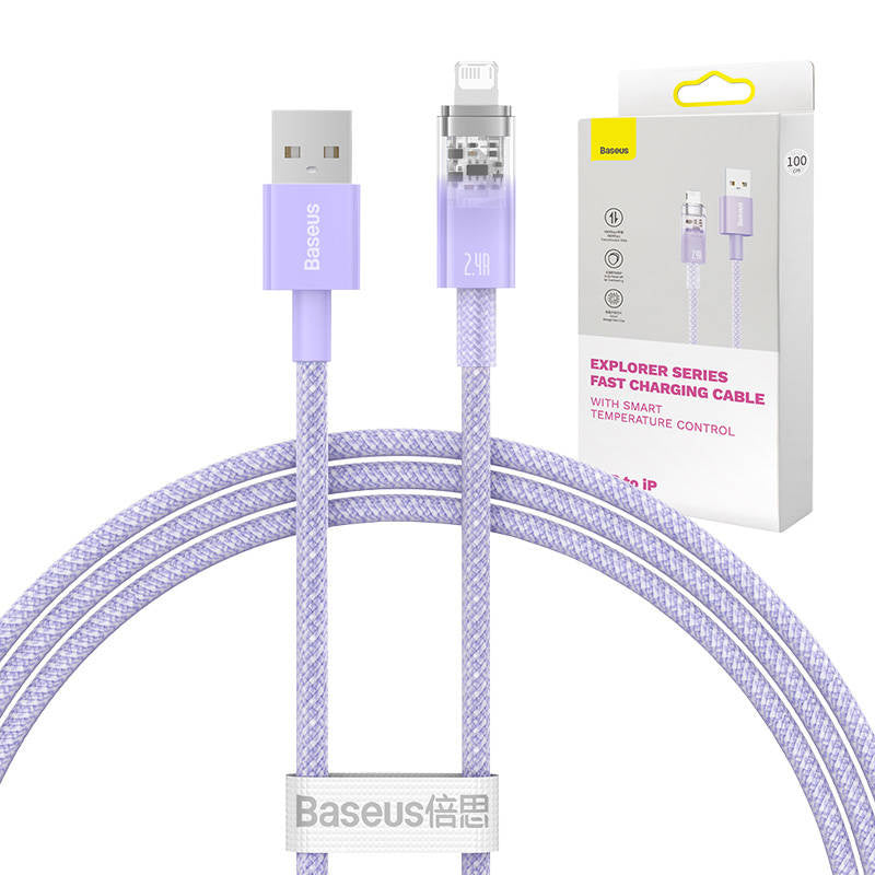 Fast Charging cable Baseus USB-A to Lightning Explorer Series 1m 2.4A (purple) - Product Image 1