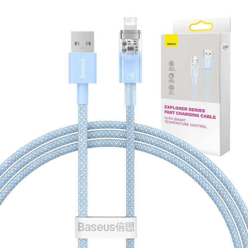 Fast Charging Cable Baseus Explorer USB to Lightning 2.4A 1M (blue) - Product Image 1