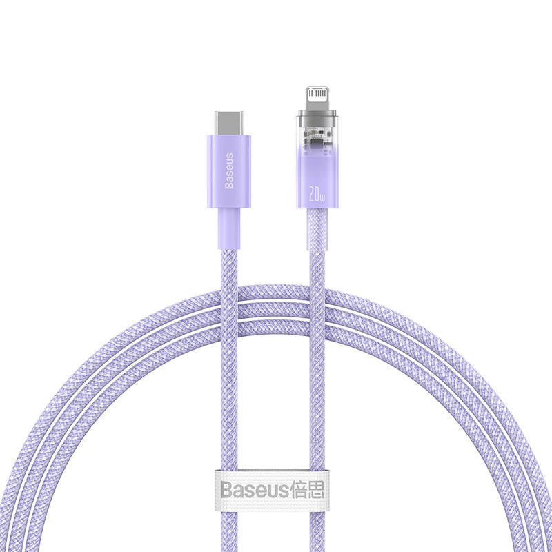 Fast Charging cable Baseus USB-C to Lightning  Explorer Series 1m, 20W (purple) - Product Image 2