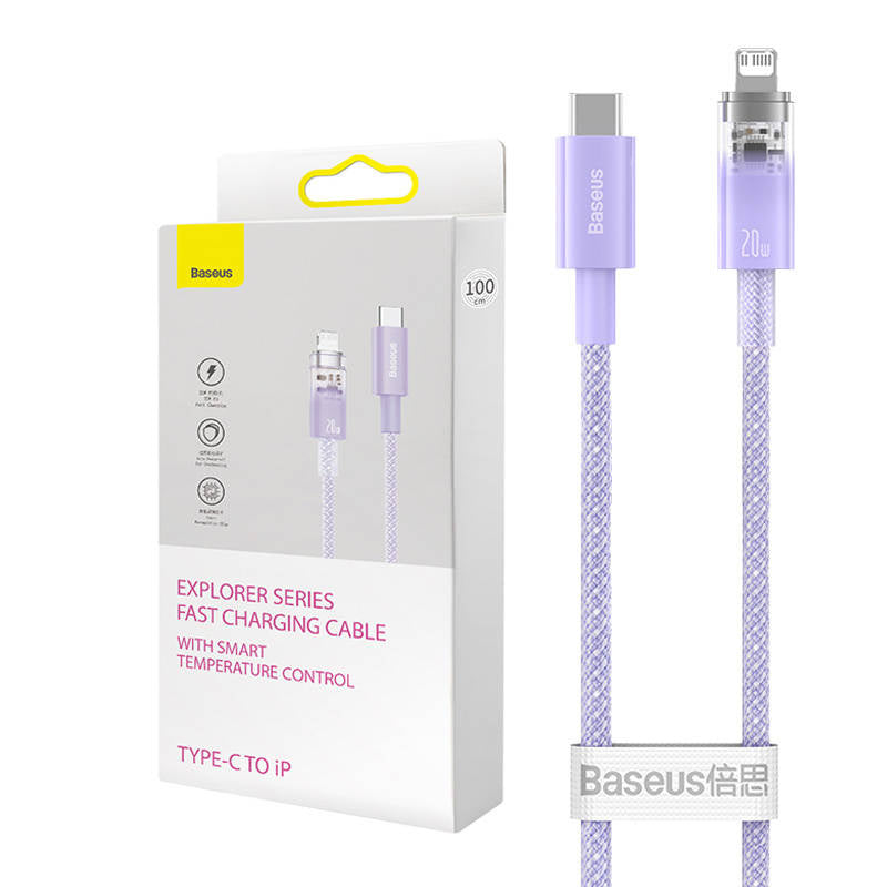 Fast Charging cable Baseus USB-C to Lightning  Explorer Series 1m, 20W (purple) - Product Image 1