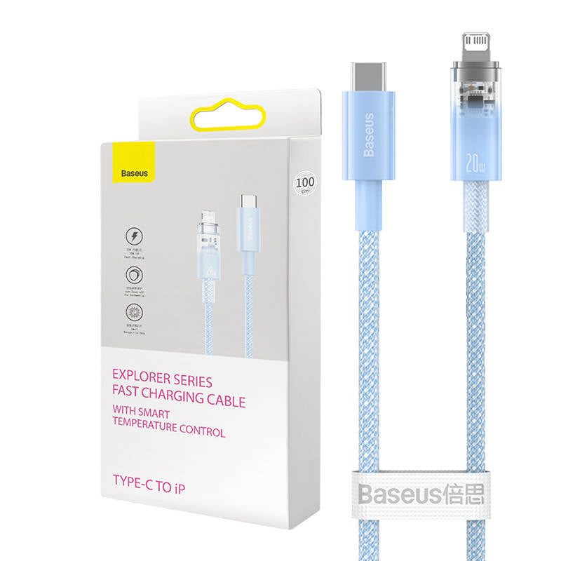 Fast Charging cable Baseus USB-C to Lightning  Explorer Series 1m, 20W (blue) - Product Image 1