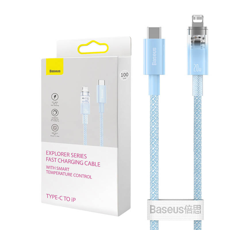 Fast Charging cable Baseus USB-C to Lightning  Explorer Series 2m, 20W (blue) - Product Image 1