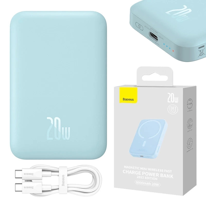 Powerbank Baseus Magnetic Mini 6000mAh, USB-C  20W MagSafe (blue) - Product Image 12