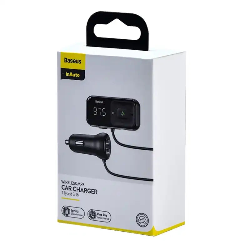 Car Bluetooth MP3 Player + Charger Baseus T Shaped S-16 Black OS - Product Image 7