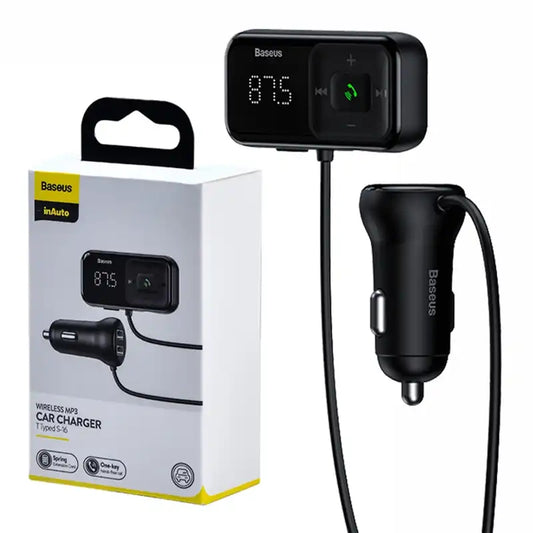 Car Bluetooth MP3 Player + Charger Baseus T Shaped S-16 Black OS - Product Image 1