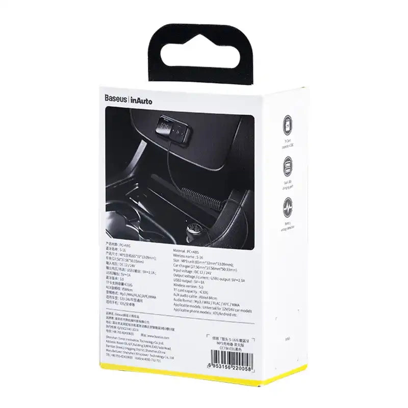 Car Bluetooth MP3 Player + Charger Baseus T Shaped S-16 Black OS - Product Image 8