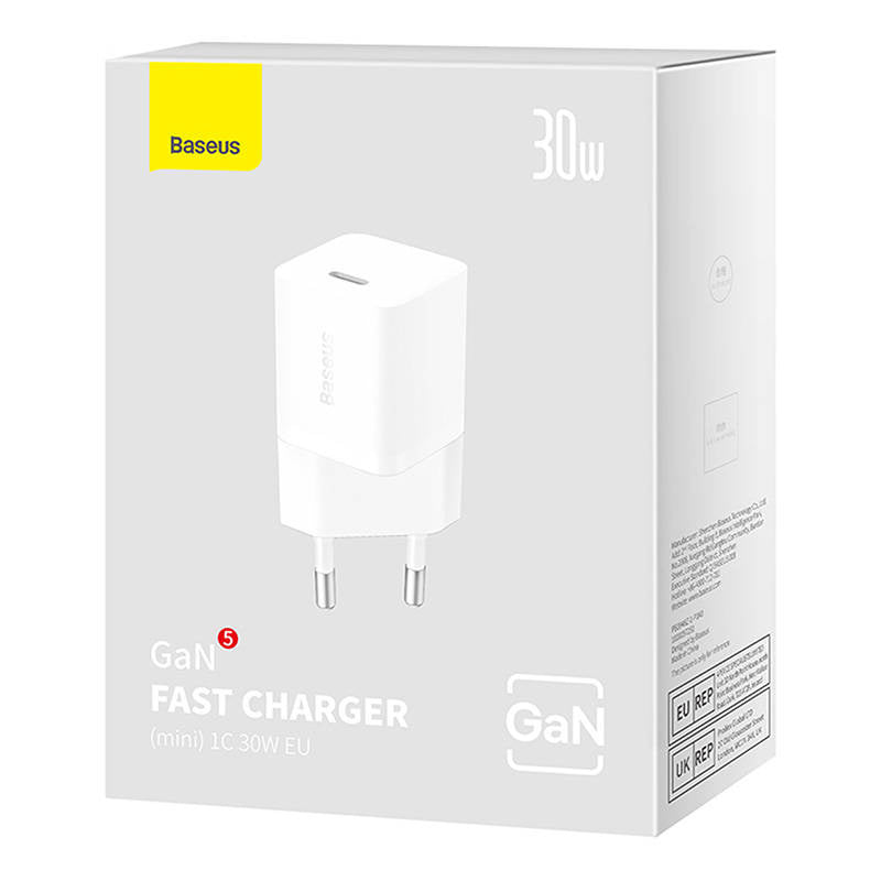 Mini wall charger Baseus GaN5 30W (white) - Product Image 8