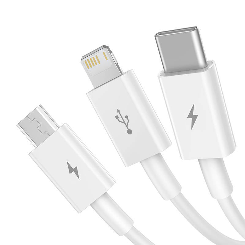 Quick Charge USB to M+L+C  Baseus Superior Data 3.5A 1m (White) - Product Image 3