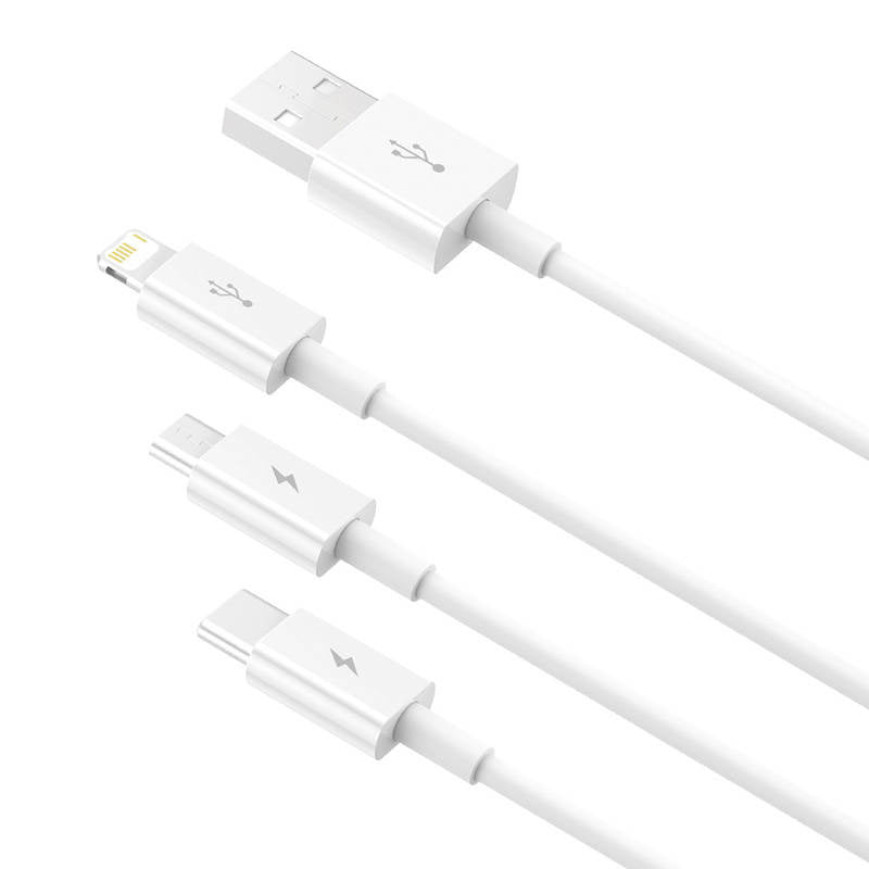 Quick Charge USB to M+L+C  Baseus Superior Data 3.5A 1m (White) - Product Image 5