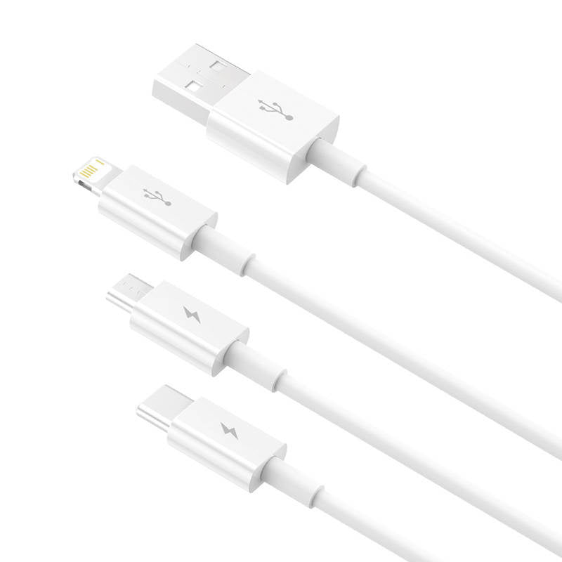 Quick Charge USB to M+L+C  Baseus Superior Data 3.5A 0,5m (White) - Product Image 5