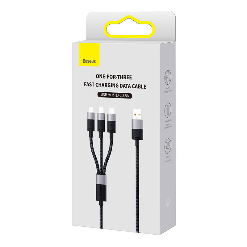 Quick Charge USB to M+L+C  Baseus StarSpeed 3.5A 0,6m (Black) - Product Image 7