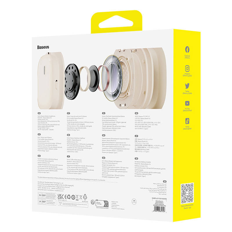 Wireless Headphones with Noise-Cancellation Baseus Bowie H1i (White) - Product Image 9
