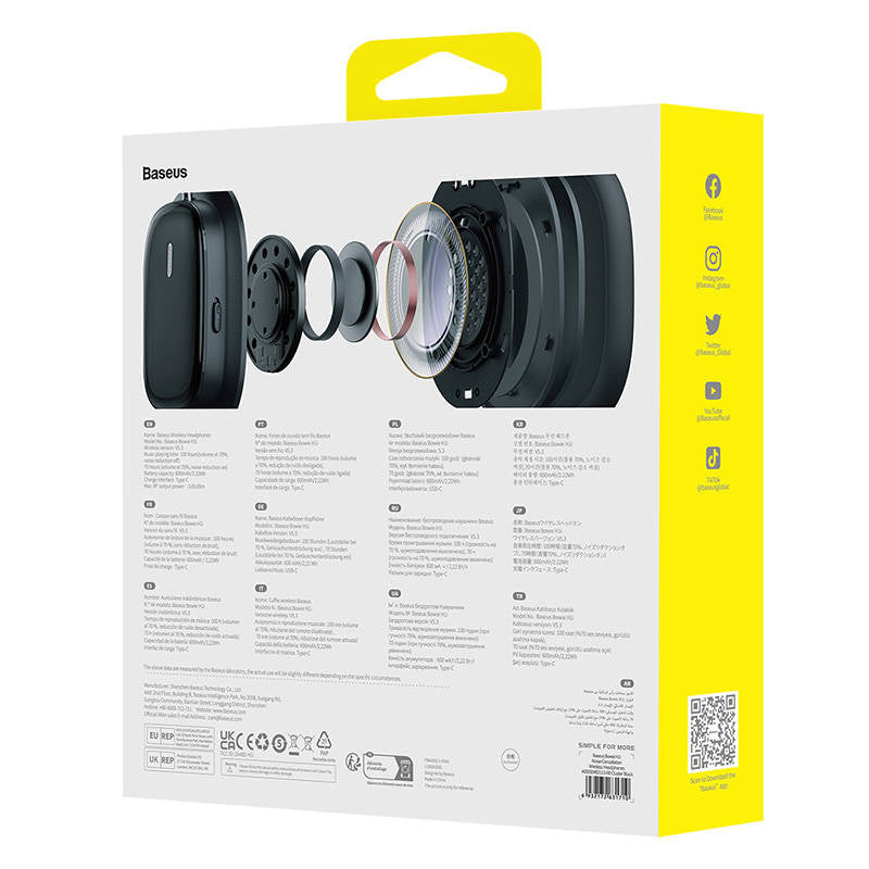 Wireless Headphones with Noise-Cancellation Baseus Bowie H1i (Black) - Product Image 9