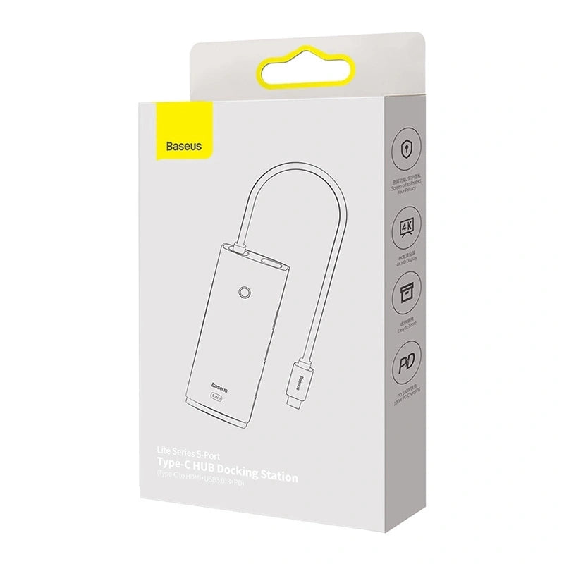 HUB Baseus Lite Series 5-Port USB-C to HDMI+USB3.0x3+PD (Black) - Product Image 7