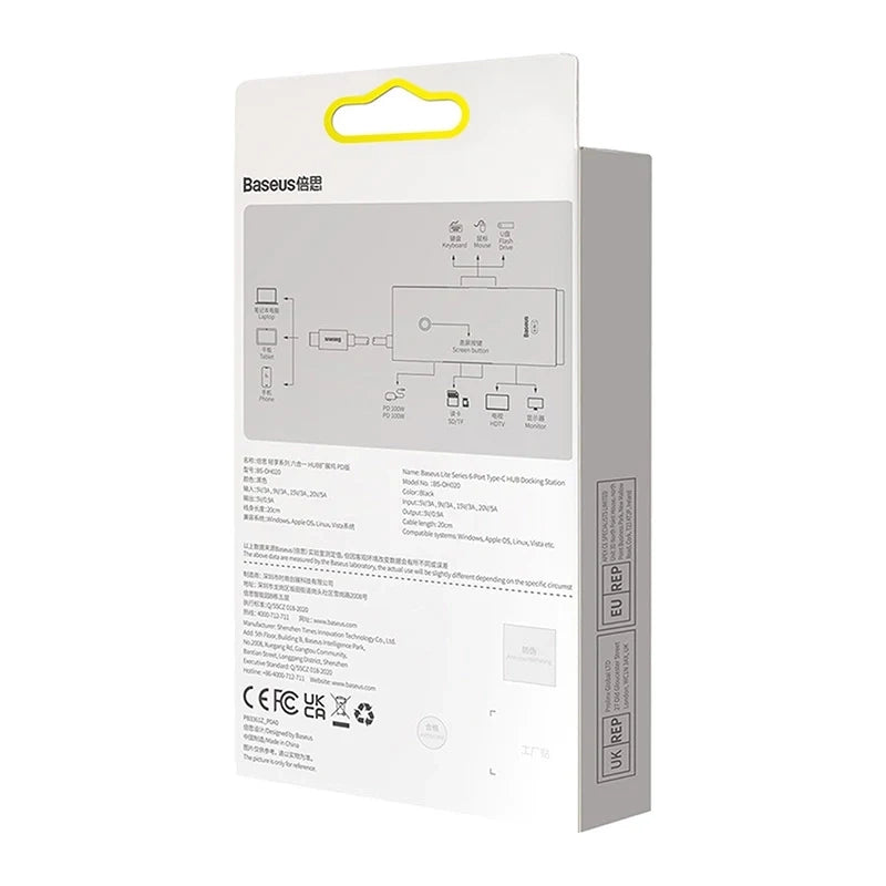Hub Baseus OS Lite 6-Port (Type-C to HDMI+USB3.0*2+PD+SD/TF) (black - Product Image 8