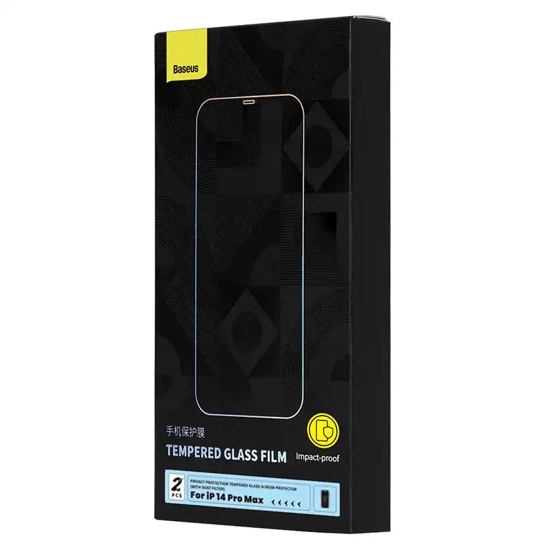 Privacy tempered Glass Baseus Iphone 14 Pro Max (2pcs) with 2 cleaning kits and dust-proof installation tool - Product Image 4