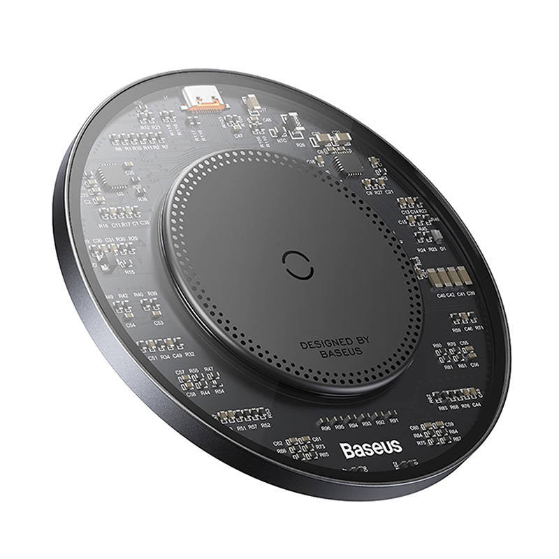 Wireless Qi inductive charger Baseus Simple 2, 15W with USB-C to USB-C cable (black) - Product Image 3