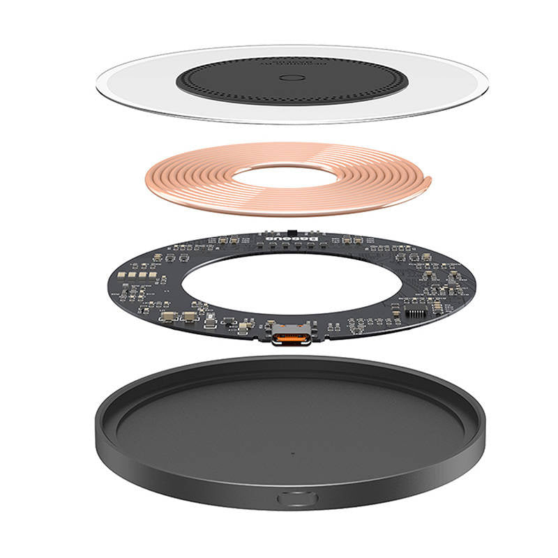 Wireless Qi inductive charger Baseus Simple 2, 15W with USB-C to USB-C cable (black) - Product Image 7