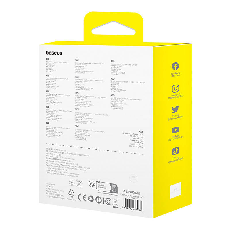 Portable Air Pump Baseus PocketGo (White) - Product Image 9