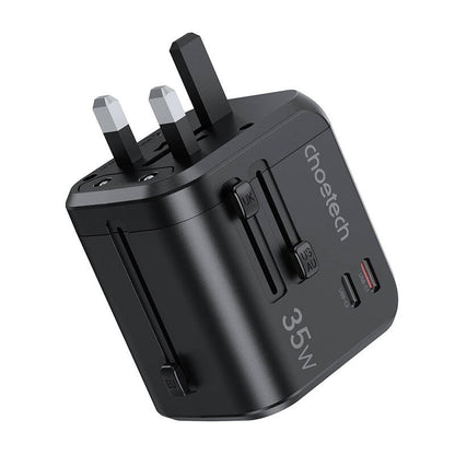 Choetech PD5008 travel charger, 3xUSB-A, 2xUSB-C, GaN, 35W, US/EU/UK/AU (black) - Product Image 4