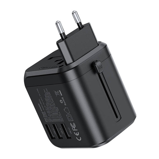 Choetech PD5008 travel charger, 3xUSB-A, 2xUSB-C, GaN, 35W, US/EU/UK/AU (black) - Product Image 2