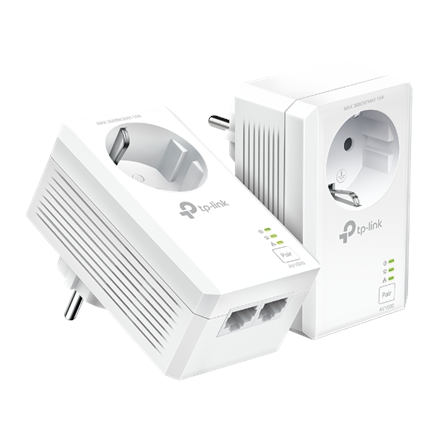 TP-LINK | AV1000 2-Port Gigabit Passthrough Powerline Starter Kit | TL-PA7027P KIT | 10/100/1000 Mbit/s | Ethernet LAN (