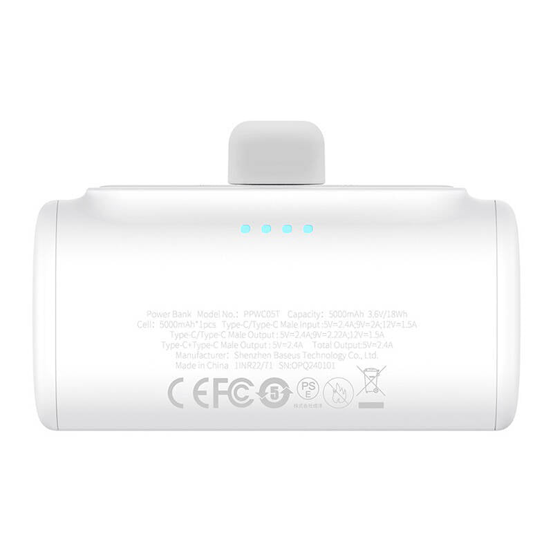Powerbank Baseus Compact 5000mAh, 20W, USB-C (biały) - Image 2