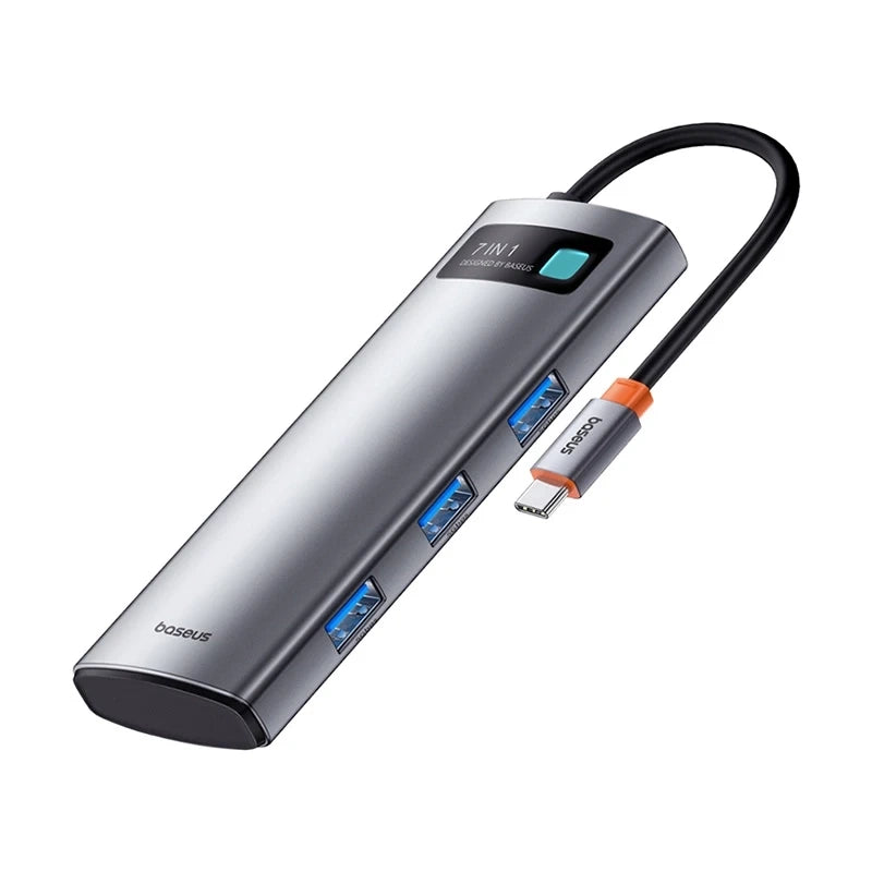 Hub 7in1 Baseus Gleam, USB-C  to 1x HDMI4K 60Hz + 3x USB3.0 + 1x PD + 1x SD/TF (grey) - Product Image 4