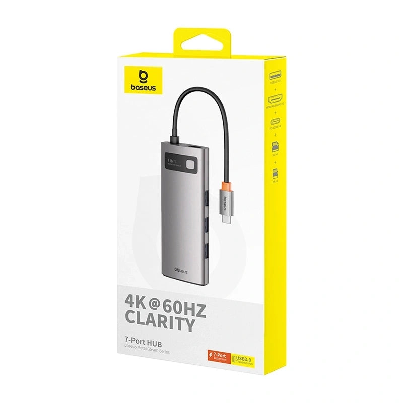 Hub 7in1 Baseus Gleam, USB-C  to 1x HDMI4K 60Hz + 3x USB3.0 + 1x PD + 1x SD/TF (grey) - Product Image 7