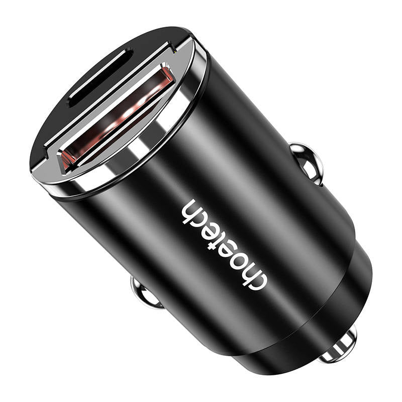 Car Charger Choetech TC0006 1x USB-A, 1x USB-C 30W PD 3.0 (black) - Product Image 1