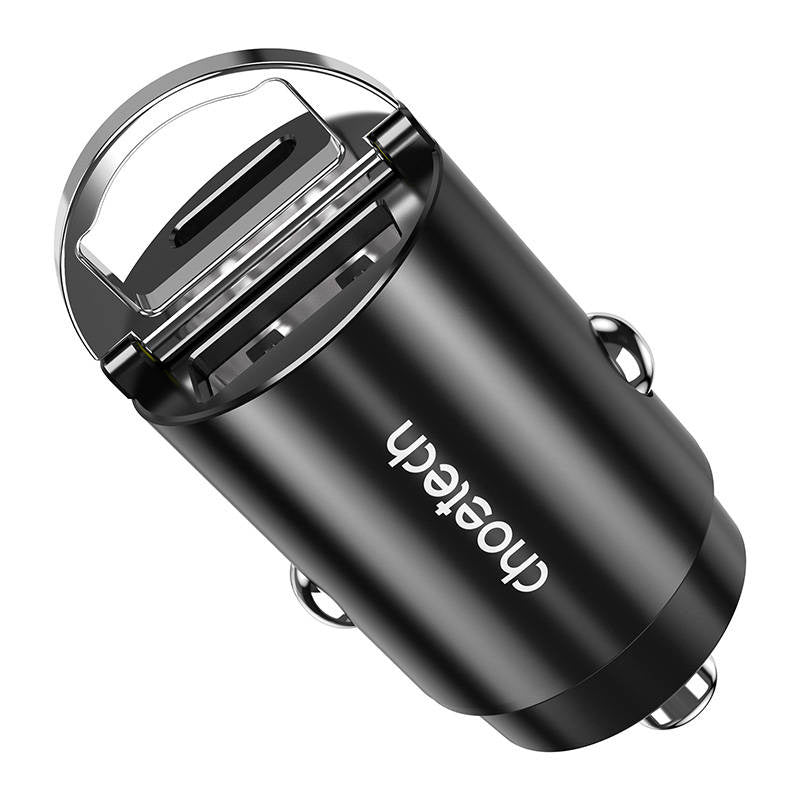 Car Charger Choetech TC0006 1x USB-A, 1x USB-C 30W PD 3.0 (black) - Product Image 2