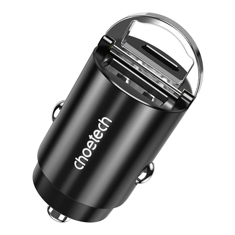 Car Charger Choetech TC0006 1x USB-A, 1x USB-C 30W PD 3.0 (black) - Product Image 5