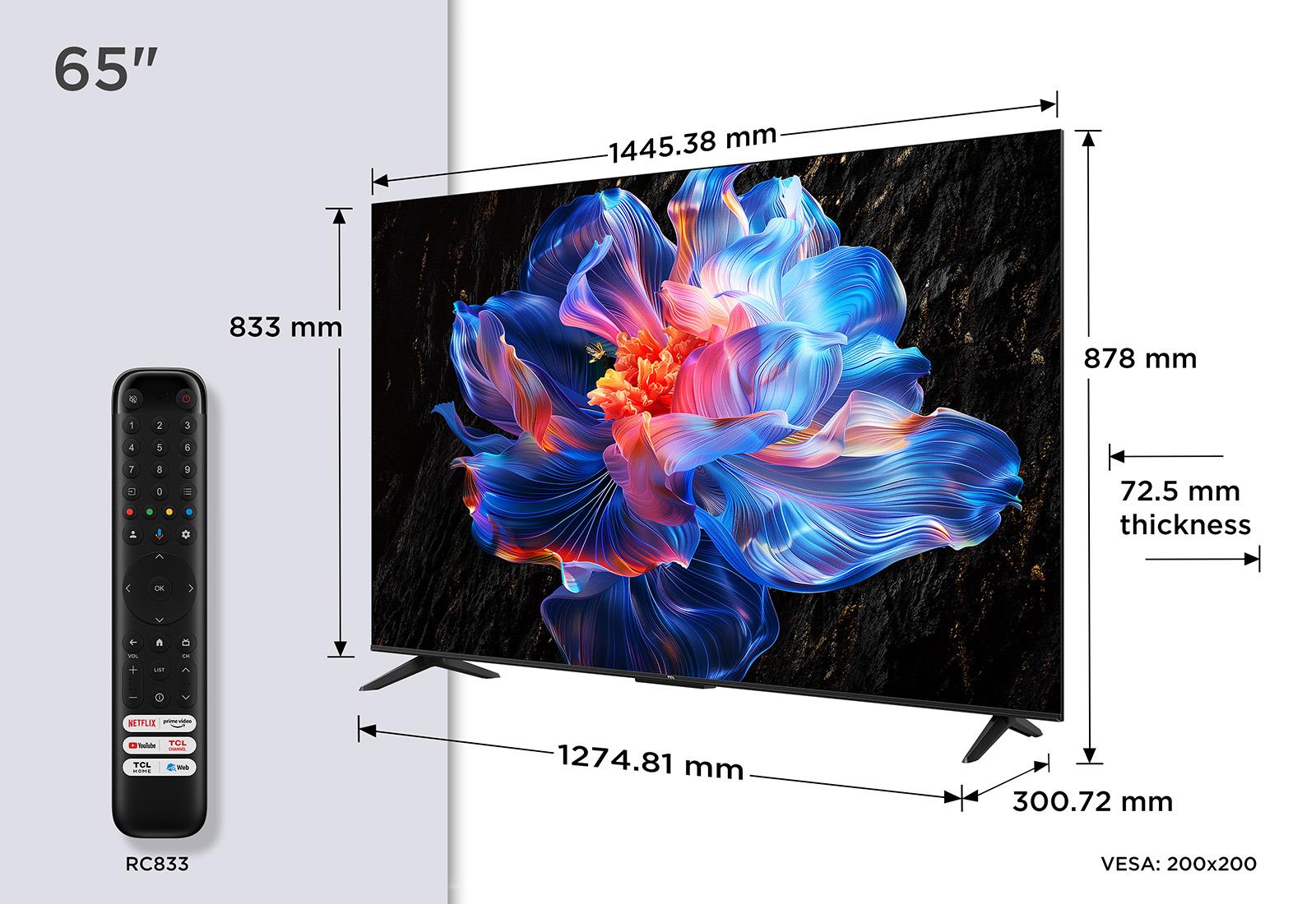 TV Set TCL 65 " 4K Ultra HD 3840 x 2160 pixels Flat 16:9 DLED 65V6C