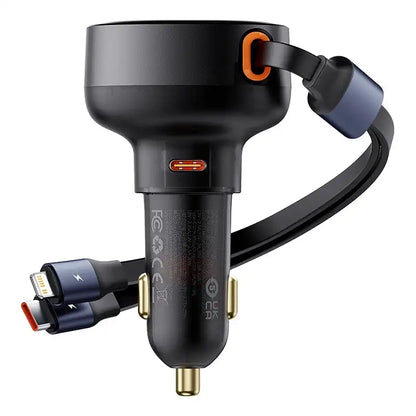 Car Charger Baseus Enjoyment USB-C with USB-C cable and Lightning  60W (black) - Product Image 2