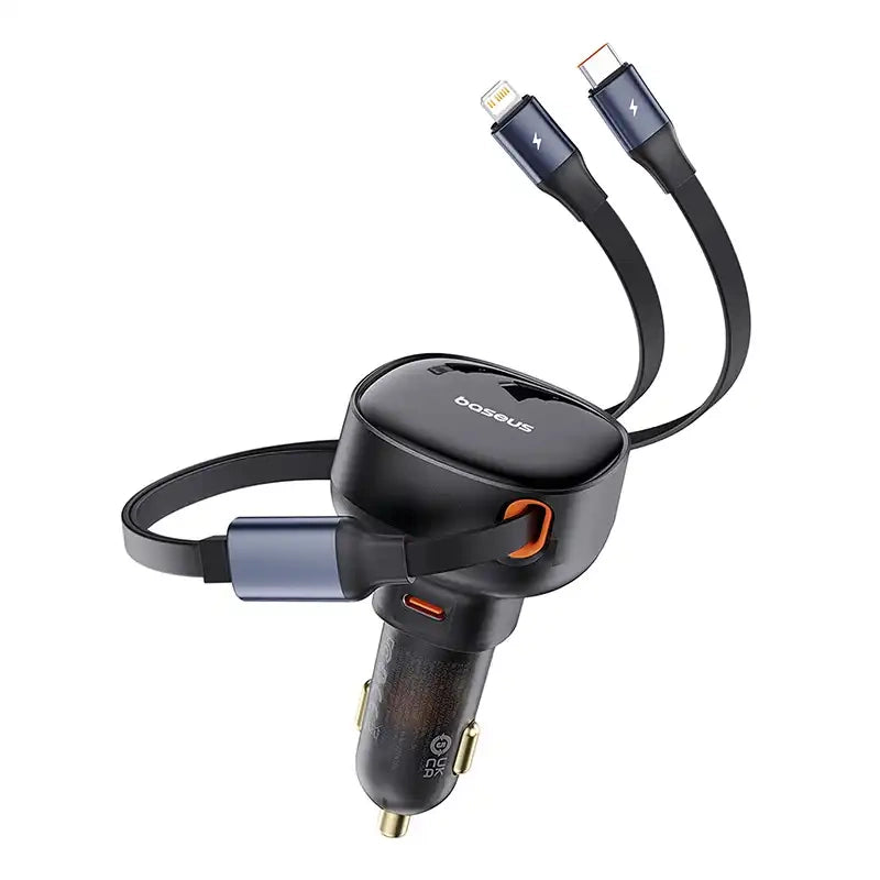 Car Charger Baseus Enjoyment USB-C with USB-C cable and Lightning  60W (black) - Product Image 6