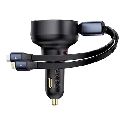 Car Charger Baseus Enjoyment USB-C with USB-C cable and Lightning  60W (black) - Product Image 4