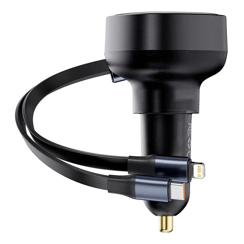 Car Charger Baseus Enjoyment USB-C with USB-C cable and Lightning  60W (black) - Product Image 3