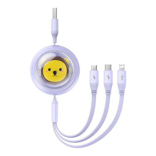 Charging Cable 3w1 Baseus USB to USB-C, USB-M, Lightning 3,5A, 1,1m (purple) - Product Image 2