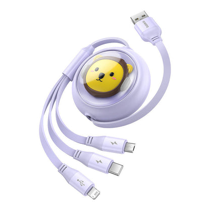 Charging Cable 3w1 Baseus USB to USB-C, USB-M, Lightning 3,5A, 1,1m (purple) - Product Image 3