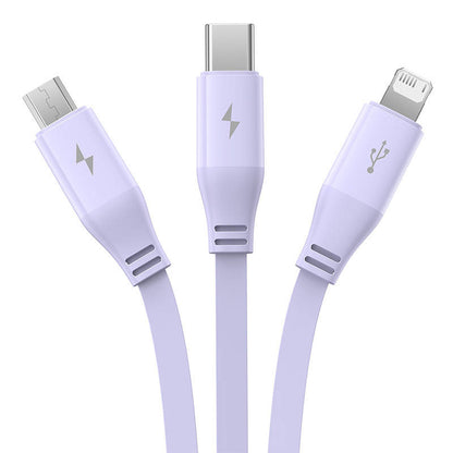 Charging Cable 3w1 Baseus USB to USB-C, USB-M, Lightning 3,5A, 1,1m (purple) - Product Image 7