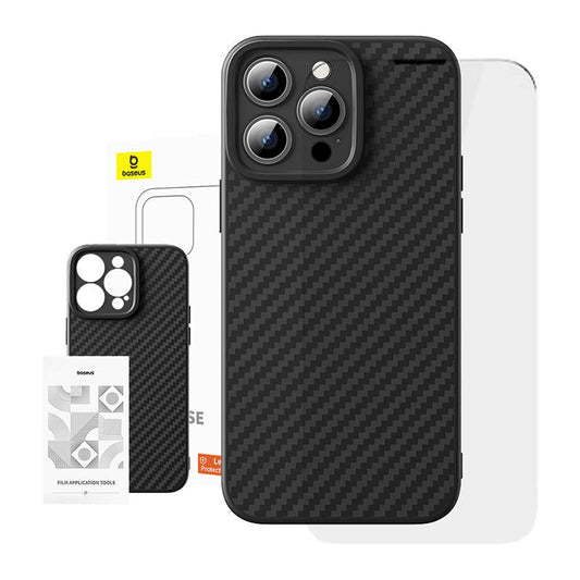 Case Baseus Synthetic Fiber iPhone 15 Pro + tempered glass - Product Image 1