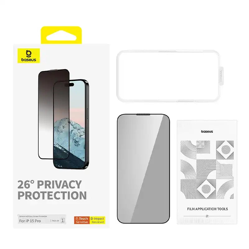 Privacy Protection Tempered Glass Baseus Diamond iPhone 15 Pro - Product Image 3