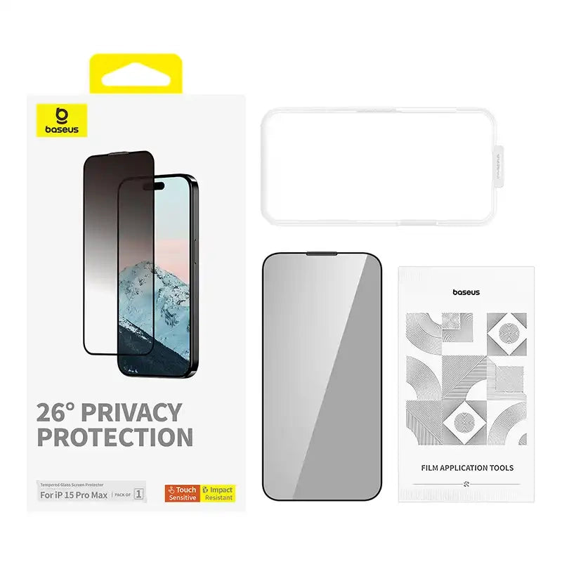 Privacy Protection Tempered Glass Baseus Diamond iPhone 15 Pro Max - Product Image 3