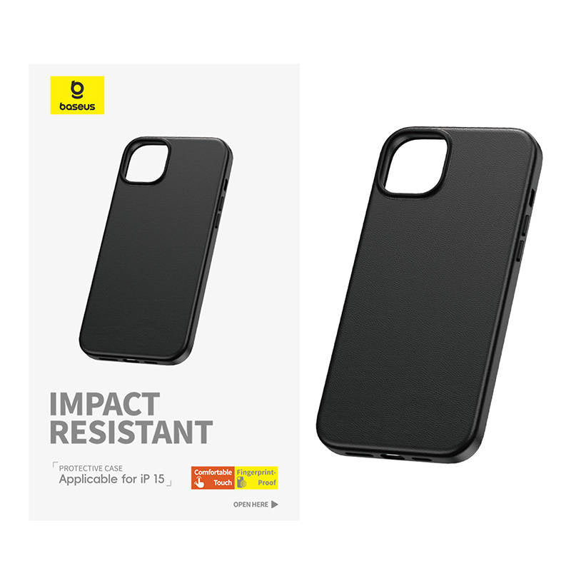 Phone Case for iPhone 15 Baseus Fauxther Series (Black) - Product Image 3