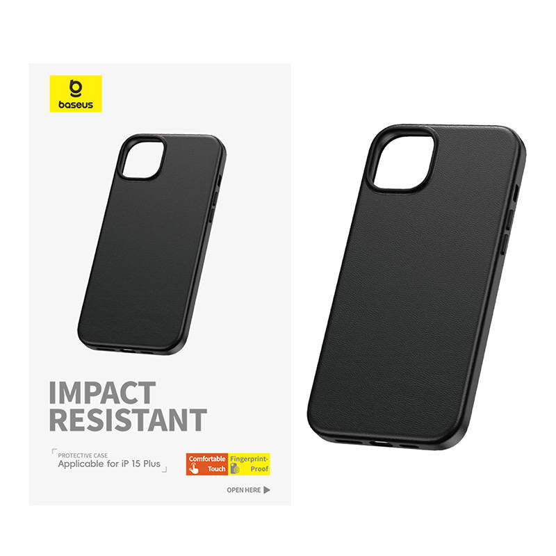 Phone Case for iPhone 15 Plus Baseus Fauxther Series (Black) - Product Image 3