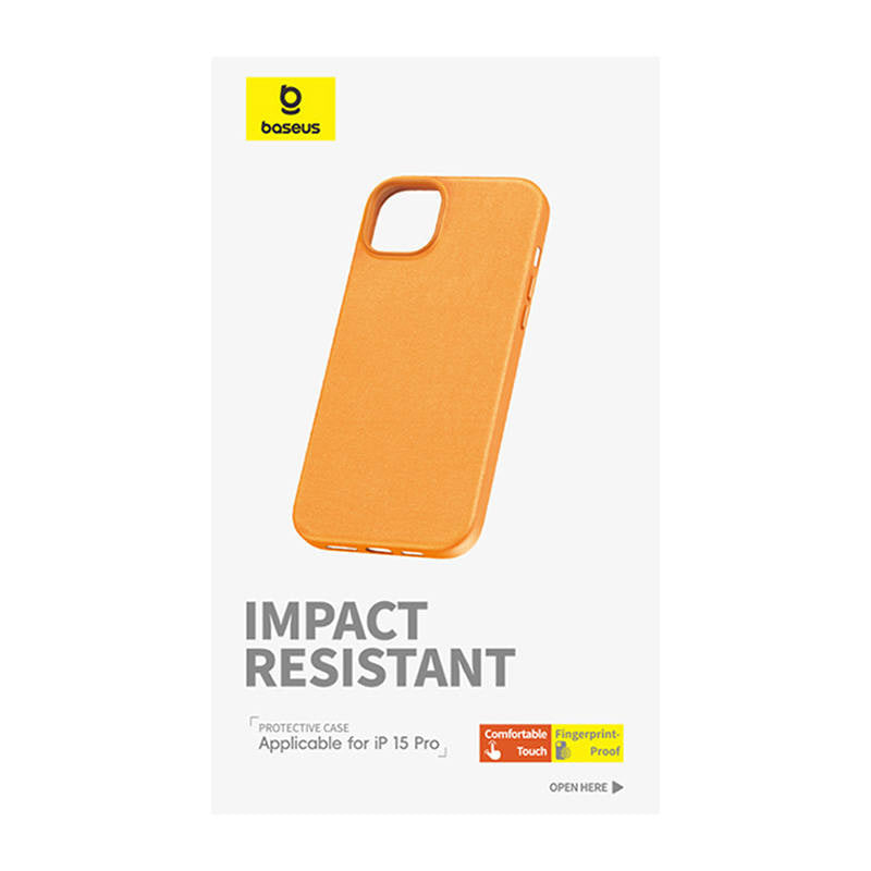 Phone Case for iPhone 15 ProMax Baseus Fauxther Series (Orange) - Product Image 3