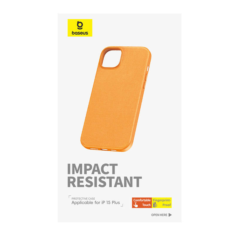Phone Case for iPhone 15 Plus Baseus Fauxther Series (Orange) - Product Image 3